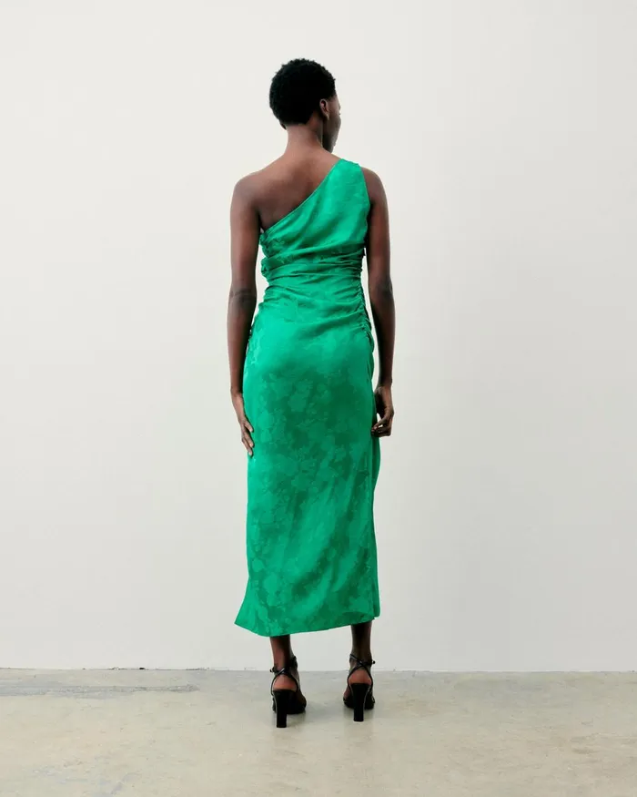 Women Dresses and Jumpsuits From Future Adele Asymmetric Long Dress Vert Jacquard