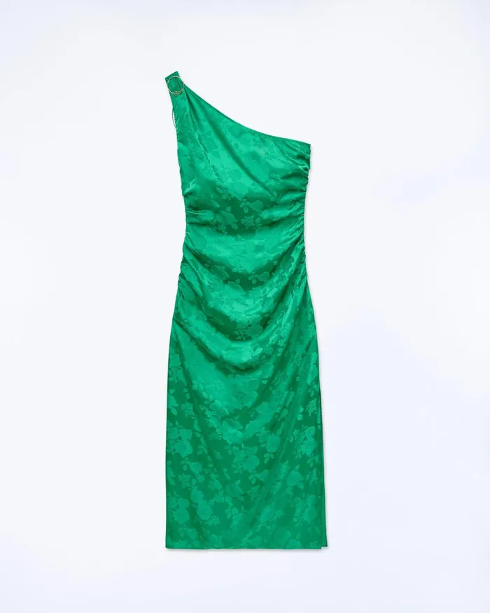 Women Dresses and Jumpsuits From Future Adele Asymmetric Long Dress Vert Jacquard