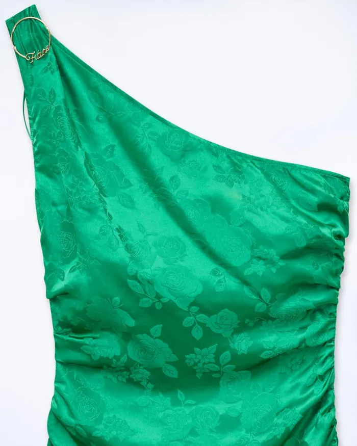 Women Dresses and Jumpsuits From Future Adele Asymmetric Long Dress Vert Jacquard