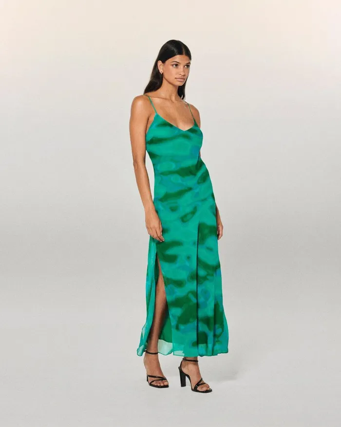 Women Dresses and Jumpsuits From Future Long Chiffon Strap Dress Marvelous Green