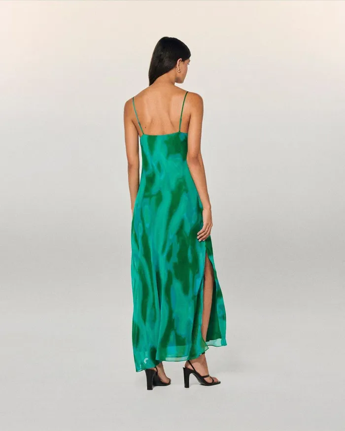 Women Dresses and Jumpsuits From Future Long Chiffon Strap Dress Marvelous Green