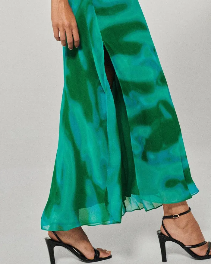 Women Dresses and Jumpsuits From Future Long Chiffon Strap Dress Marvelous Green