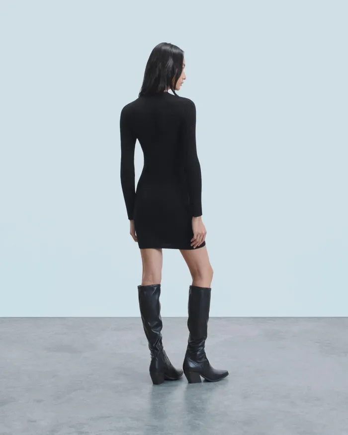 Women Dresses and Jumpsuits From Future Metallic Short Dress With Long Sleeves Black