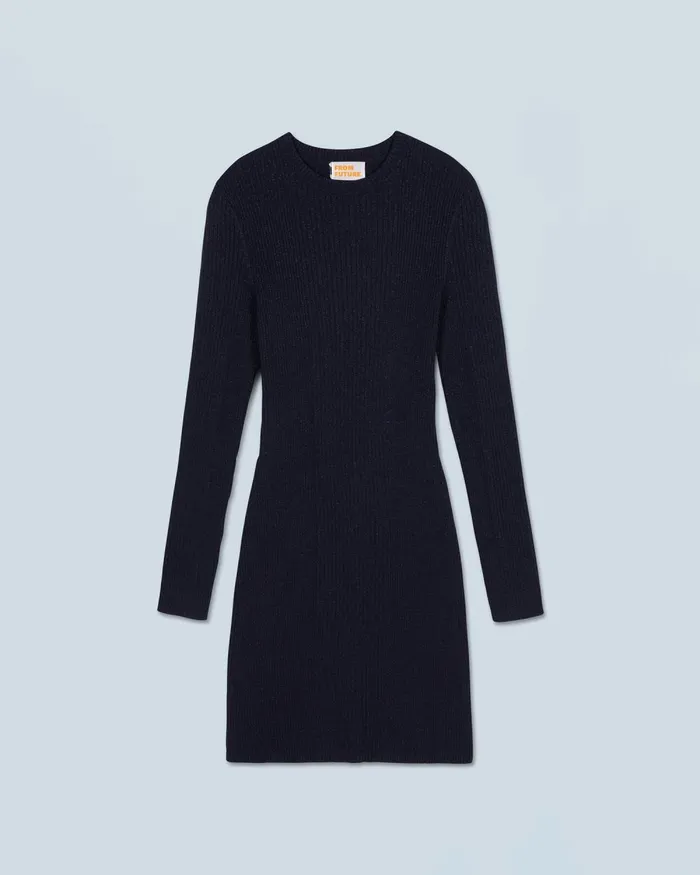 Women Dresses and Jumpsuits From Future Metallic Short Dress With Long Sleeves Navy Women Dresses and Jumpsuits From Future Metallic Short Dress With Long Sleeves Navy
