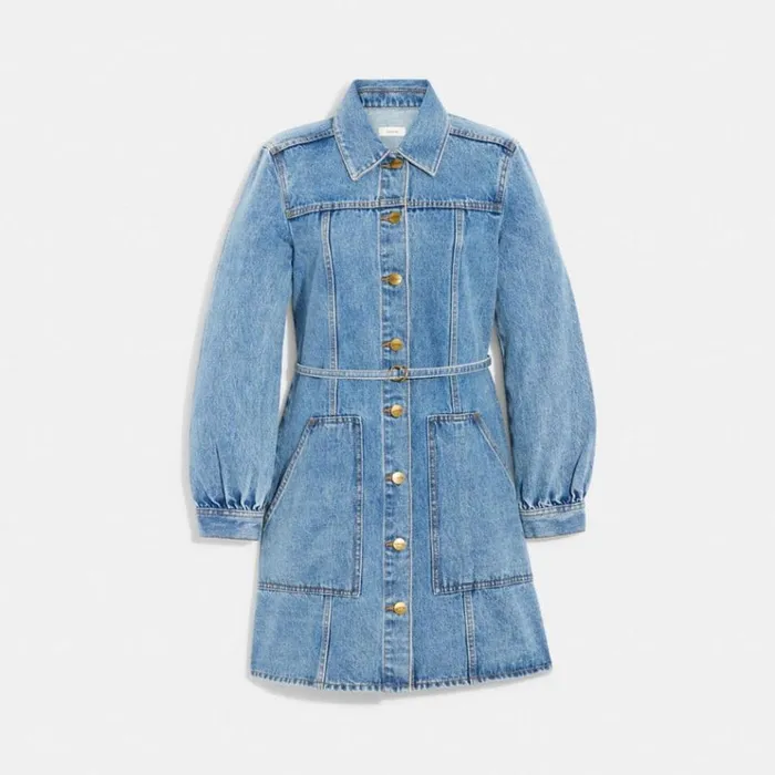 Women Dresses Coach Denim Dress Blue