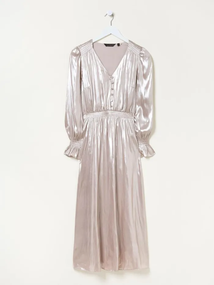Women Dresses Fat Face Gold Rina Metallic Midi Dress