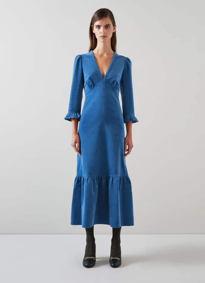 Women Dresses LKBennett Deborah Blue Cotton Cord Dress Blue Women Dresses LKBennett Deborah Blue Cotton Cord Dress Blue