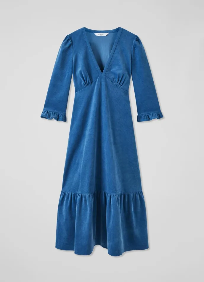 Women Dresses LKBennett Deborah Blue Cotton Cord Dress Blue Women Dresses LKBennett Deborah Blue Cotton Cord Dress Blue