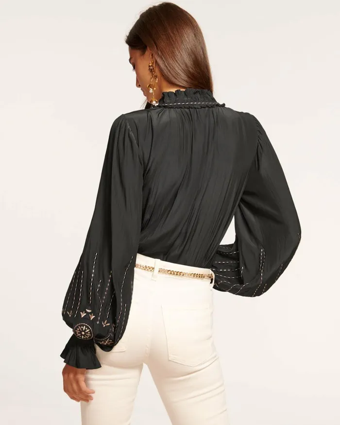 Women Eleanor Embellished Blouse Navy Ramy Brook Tops Women Eleanor Embellished Blouse Navy Ramy Brook Tops