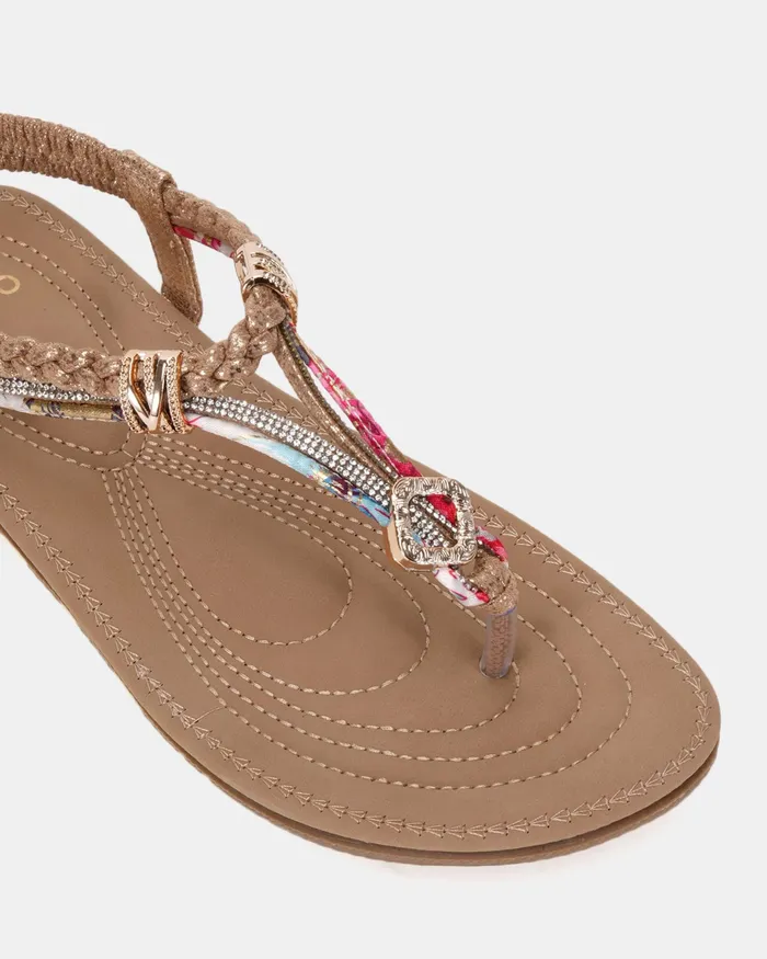 Women ELSANDY GOLD Strappy Sandals Slides NOVO Shoes