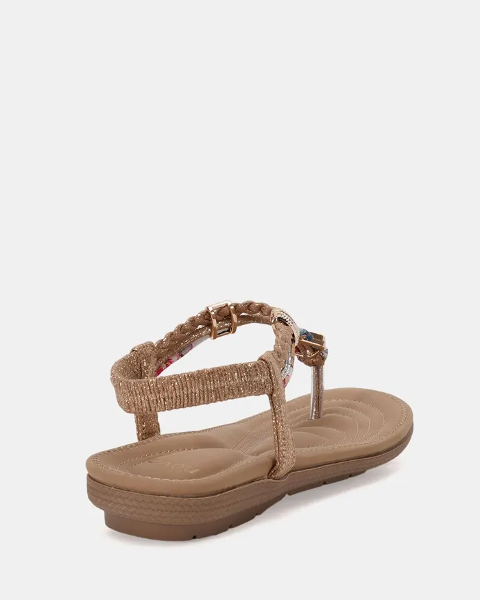 Women ELSANDY GOLD Strappy Sandals Slides NOVO Shoes
