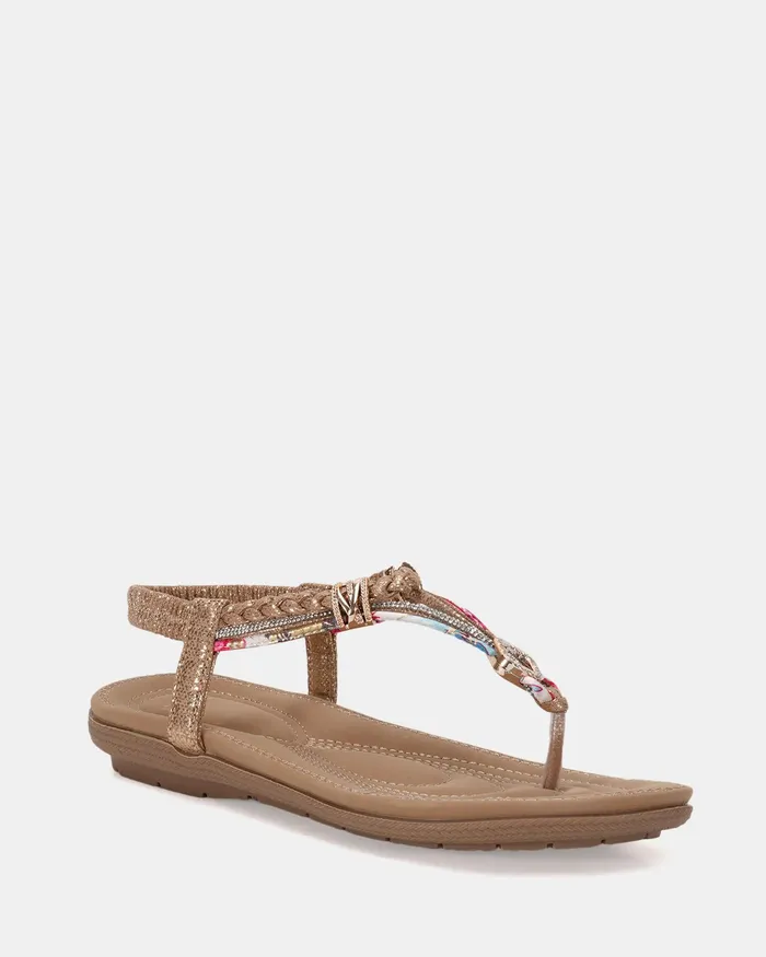 Women ELSANDY GOLD Strappy Sandals Slides NOVO Shoes
