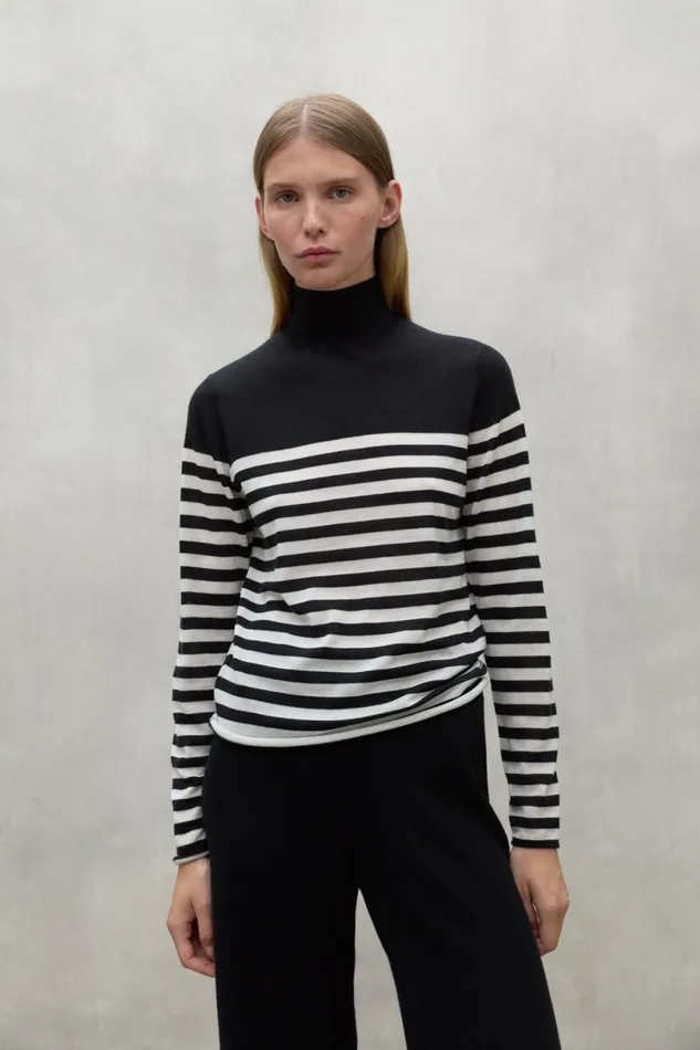 Women Faya Turtleneck Jumper Black Ecoalf Knitwear