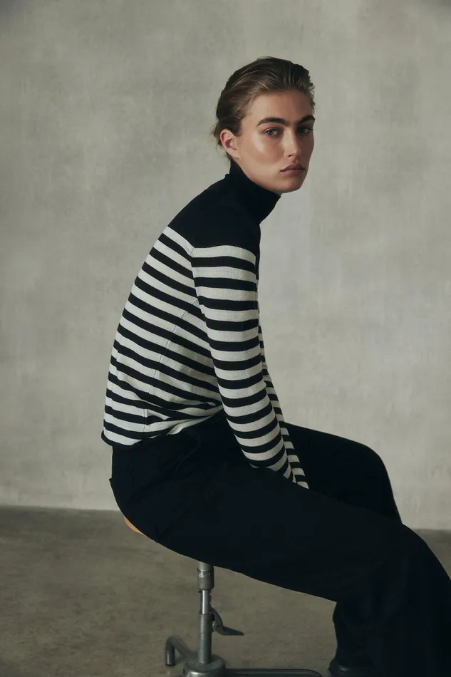 Women Faya Turtleneck Jumper Black Ecoalf Knitwear