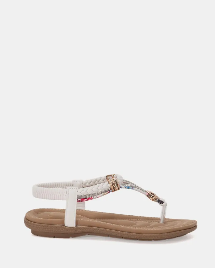 Women Flat Sandals NOVO Shoes ELSANDY WHITE Strappy Sandals