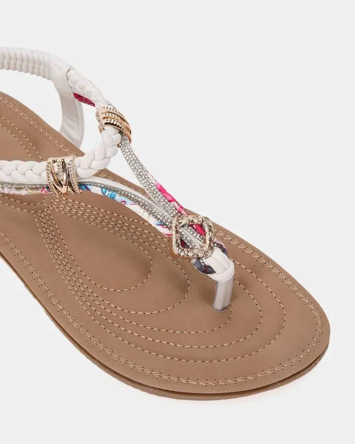 Women Flat Sandals NOVO Shoes ELSANDY WHITE Strappy Sandals