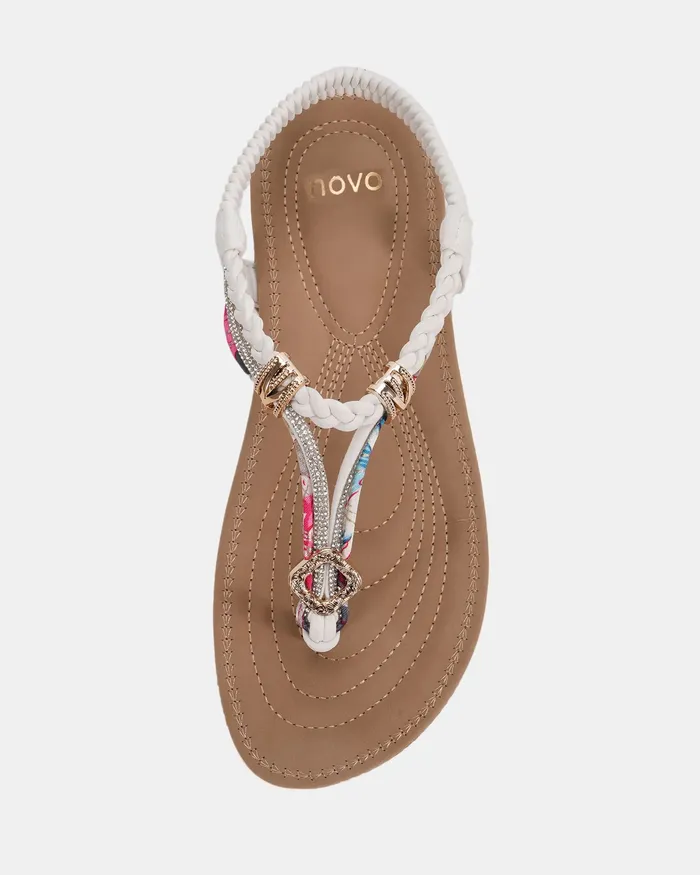 Women Flat Sandals NOVO Shoes ELSANDY WHITE Strappy Sandals