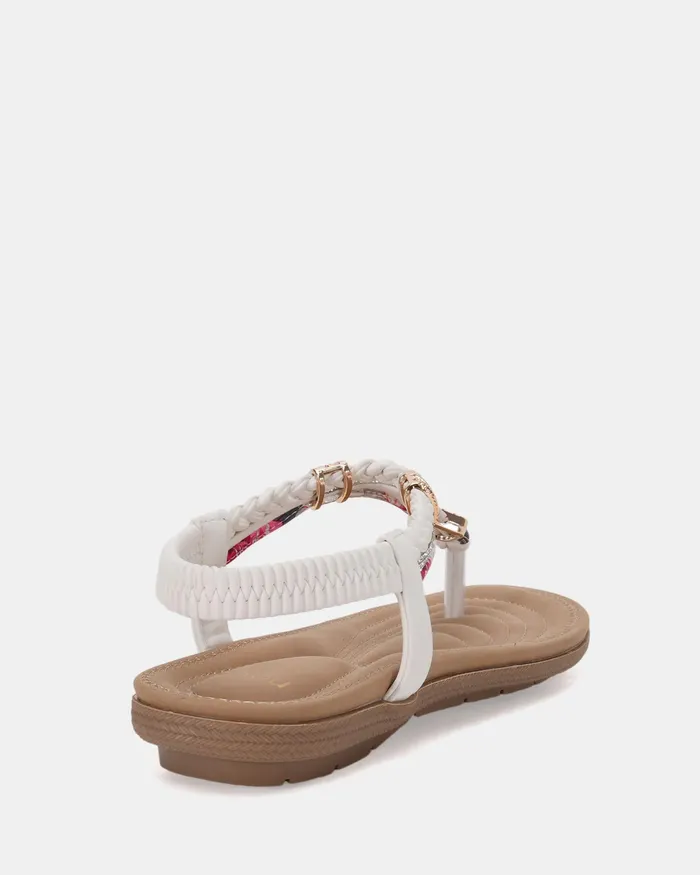 Women Flat Sandals NOVO Shoes ELSANDY WHITE Strappy Sandals