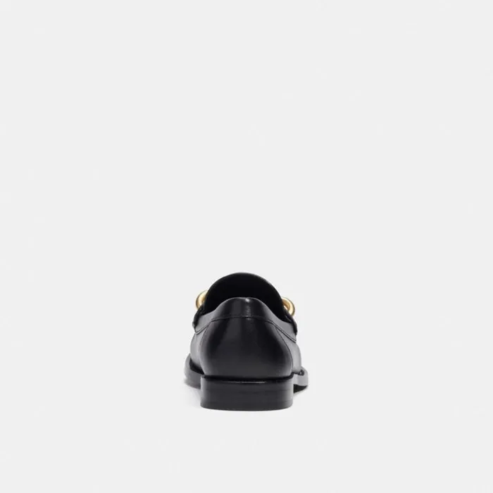 Women Flats and Loafers Coach Jess Loafer Black and Gold