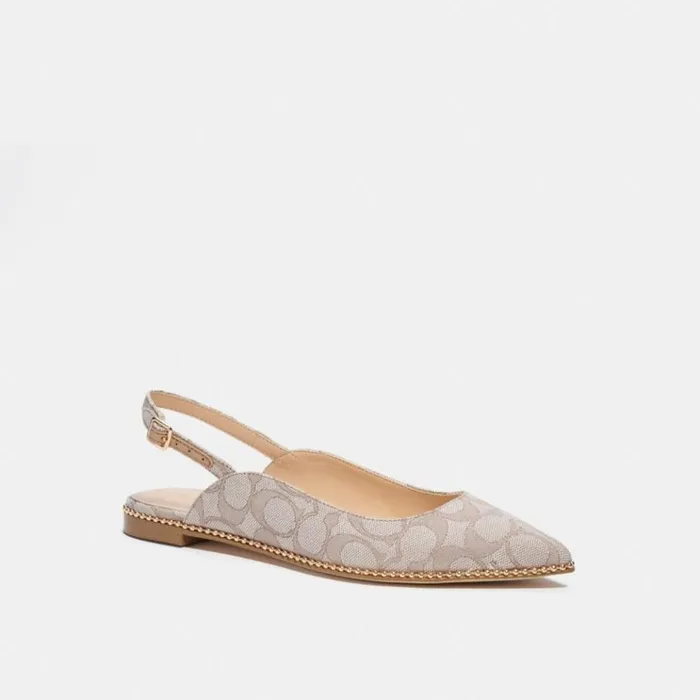 Women Flats and Loafers Coach Vae Skimmer Stone