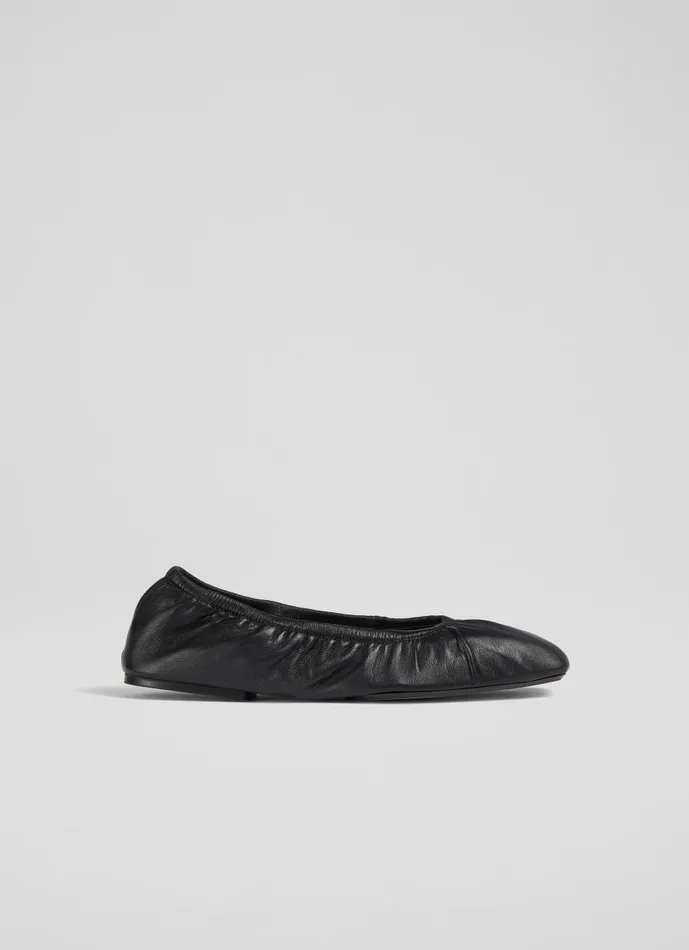 Women Flats LKBennett Tayla Black Folded Ballerina Flat Black