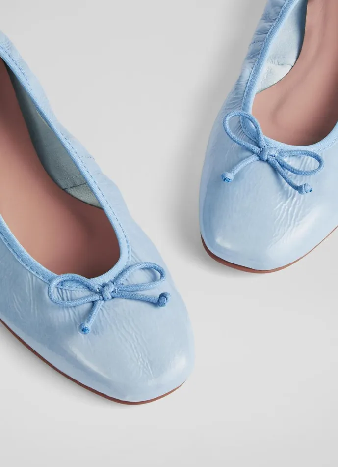 Women Flats LKBennett Trilly Blue Crinkled Patent Ballet Pumps Storm Women Flats LKBennett Trilly Blue Crinkled Patent Ballet Pumps Storm