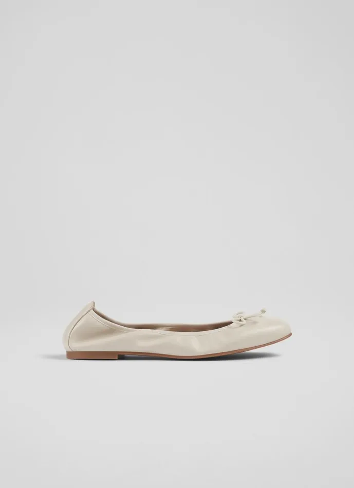 Women Flats LKBennett Trilly Cream Leather Ballet Pumps Cream