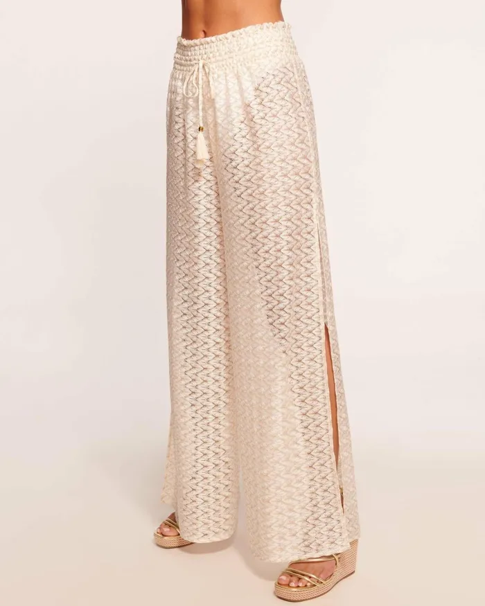 Women Glora High Rise Coverup Pant White Zigzag Ramy Brook Swimwear