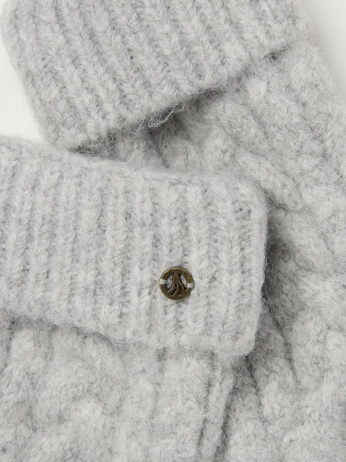 Women Gloves Fat Face Grey Cable Knit Gloves
