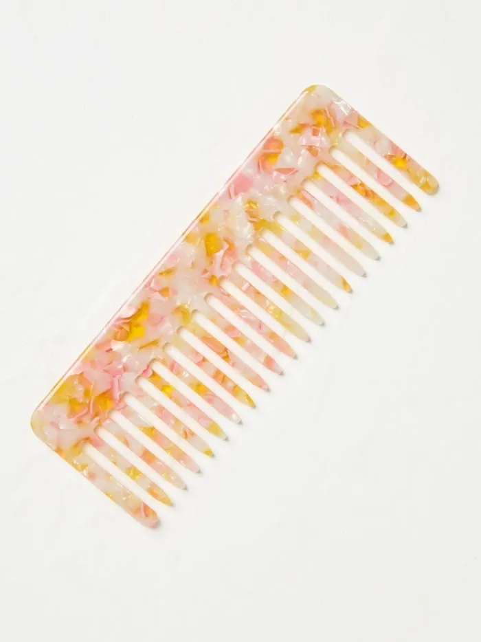 Women Hair Accessories Fat Face Pink Resin Wide Tooth Hair Comb
