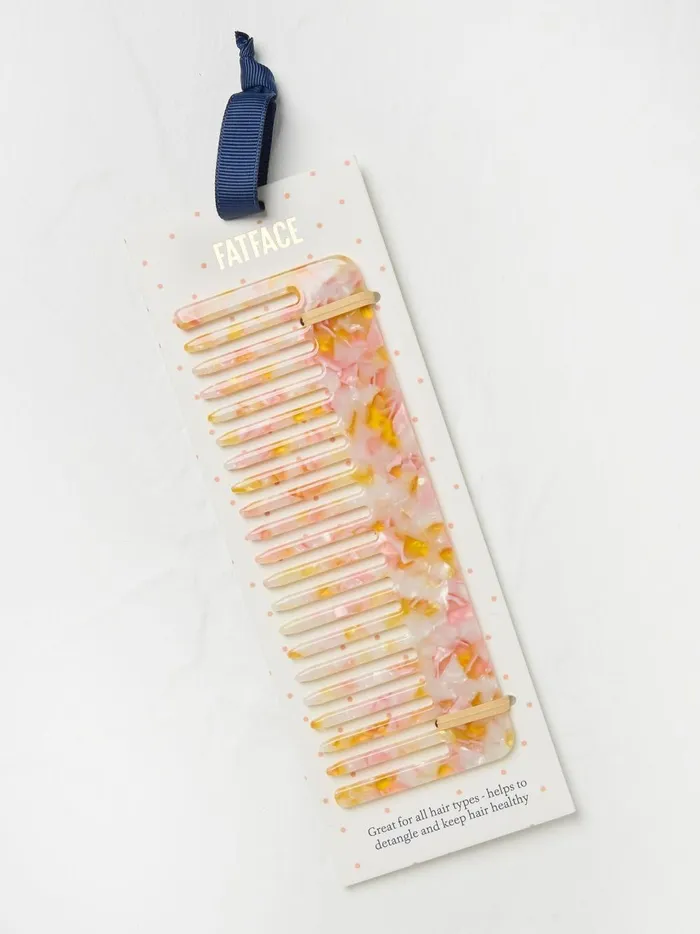 Women Hair Accessories Fat Face Pink Resin Wide Tooth Hair Comb Women Hair Accessories Fat Face Pink Resin Wide Tooth Hair Comb