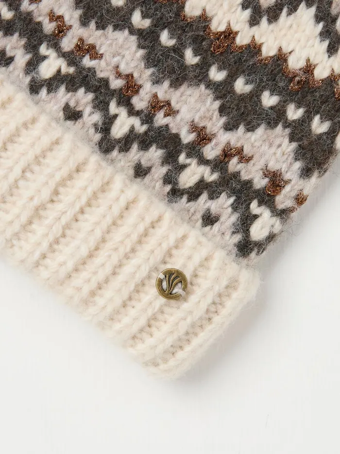 Women Hats Fat Face Ivory Fairisle Bobble Beanie Women Hats Fat Face Ivory Fairisle Bobble Beanie