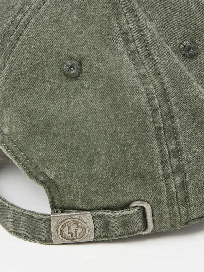 Women Hats Fat Face Khaki Green Embroidered Sun Cap
