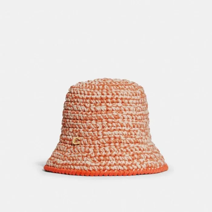Women Hats Scarves and Gloves Coach Crochet Bucket Hat Warm