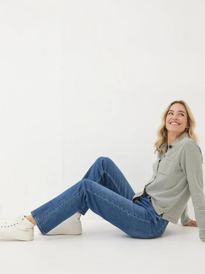 Women Jeans Fat Face Carmel Blue Denim Comfort Stretch Straight Jeans