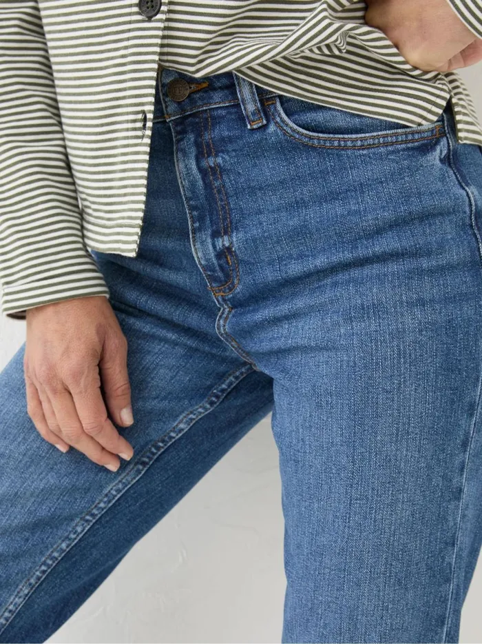 Women Jeans Fat Face Carmel Blue Denim Comfort Stretch Straight Jeans