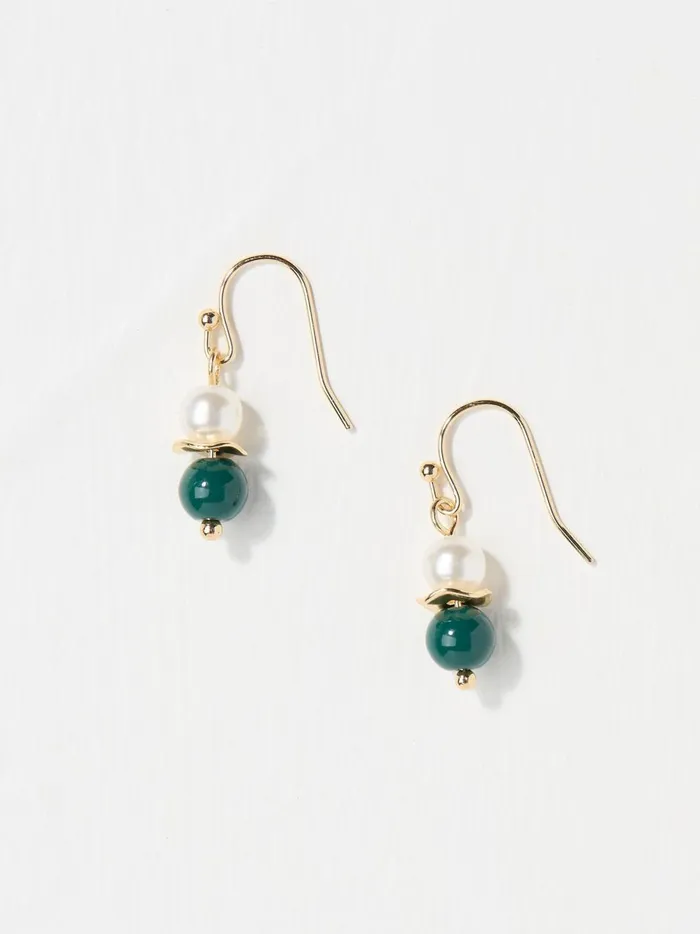Women Jewellery Fat Face Bead Gold Tone Pearl Earrings