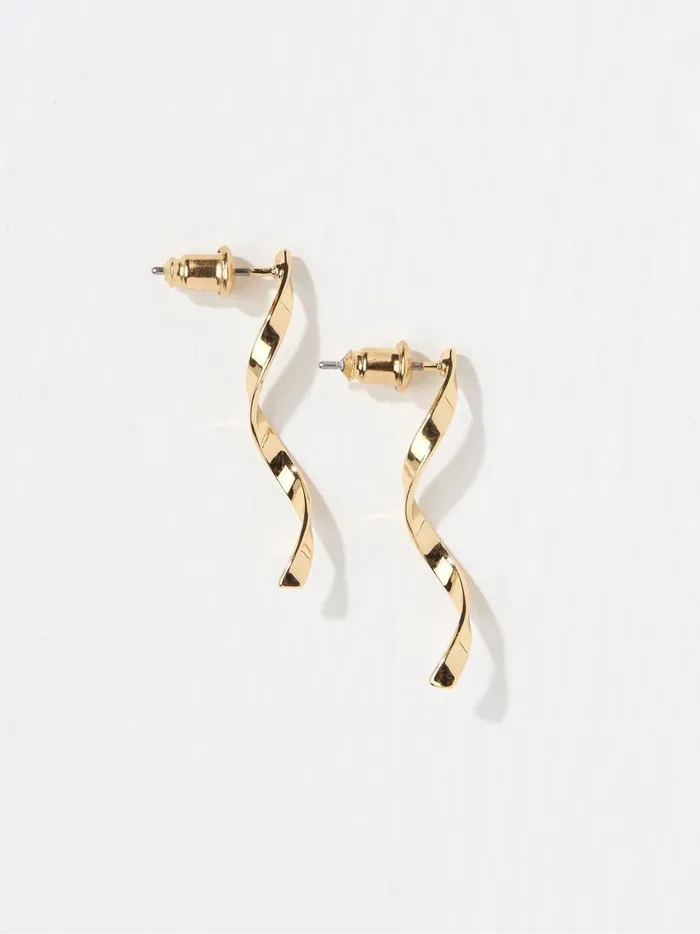 Women Jewellery Fat Face Gold Tone Abstract Drop Earrings