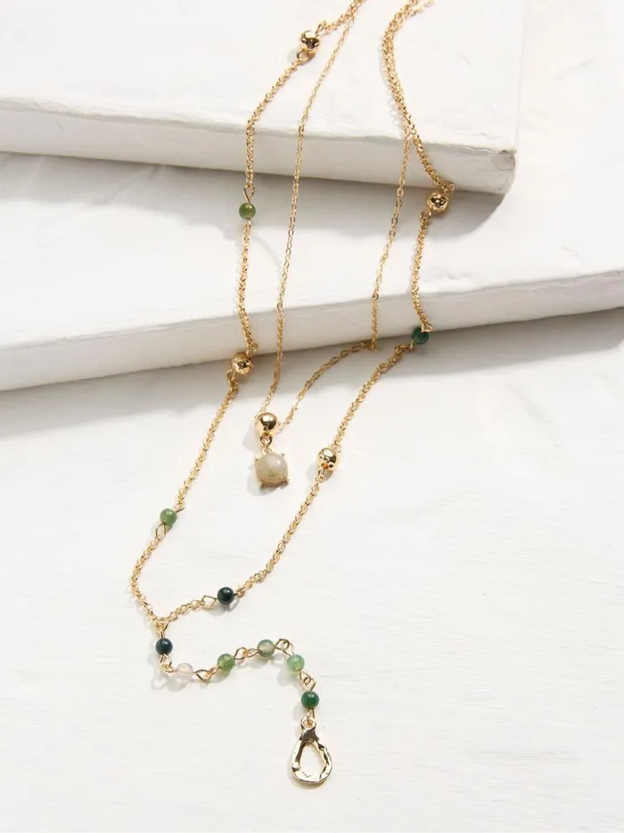 Women Jewellery Fat Face Gold Tone Layered Necklace