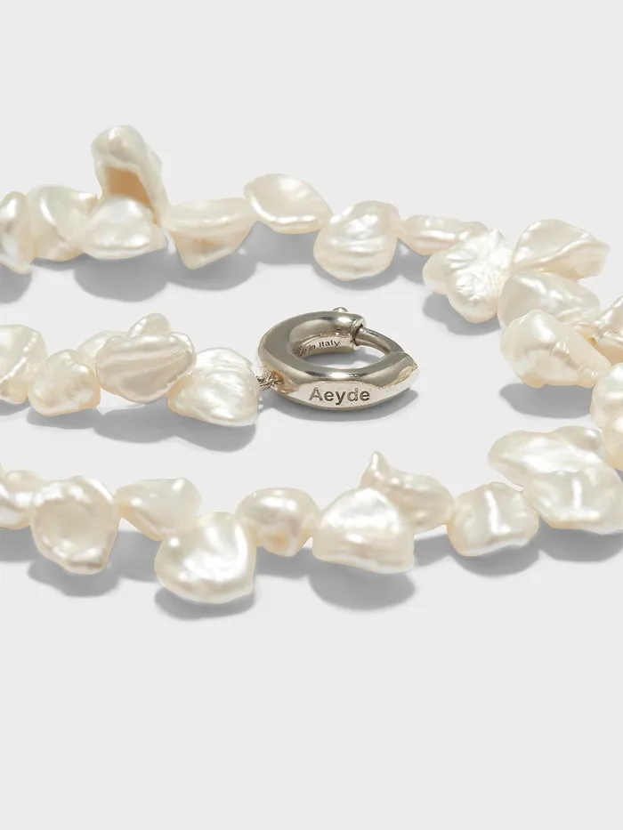 Women Joss Pearl And PalladiumPlated Necklace Aeyde Necklaces