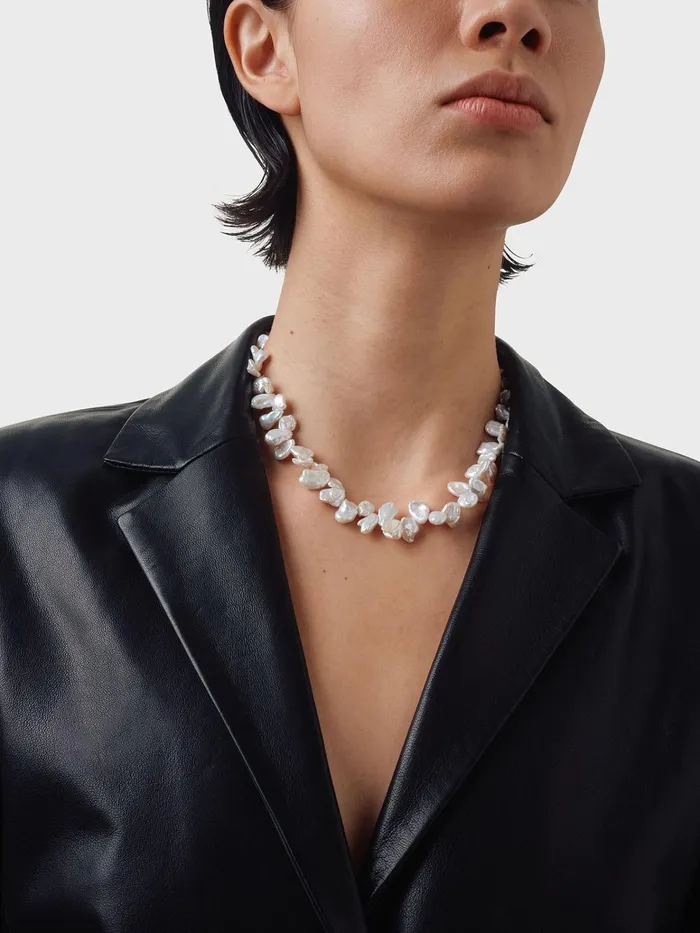 Women Joss Pearl And PalladiumPlated Necklace Aeyde Necklaces