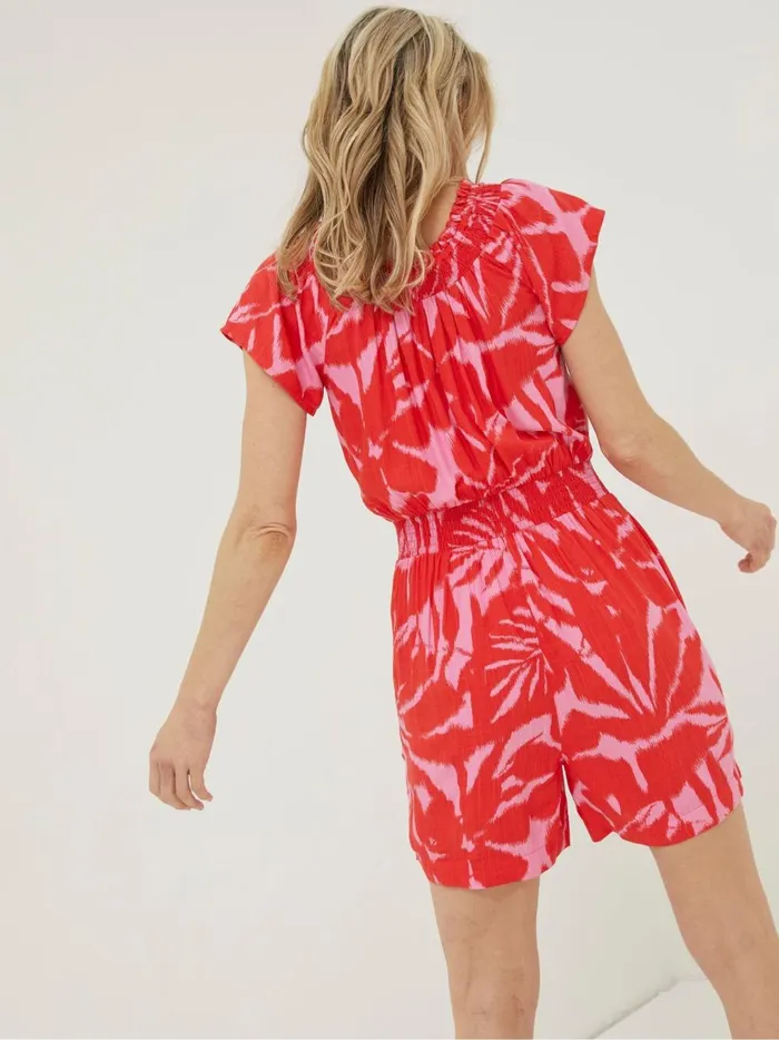 Women Jumpsuits and Playsuits Fat Face Red Palmer Leaves Playsuit
