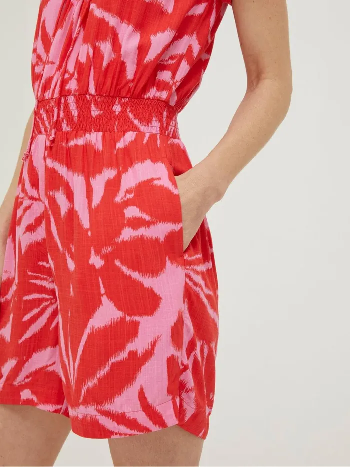 Women Jumpsuits and Playsuits Fat Face Red Palmer Leaves Playsuit
