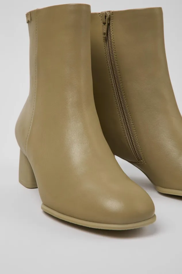 Women Katie Beige Leather Ankle Boots Camper Ankle Boots