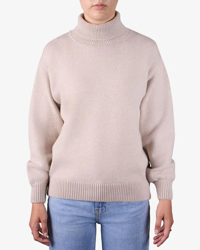 Women Knit Sweaters Colorful Standard Merino Wool Turtleneck Navy Blue