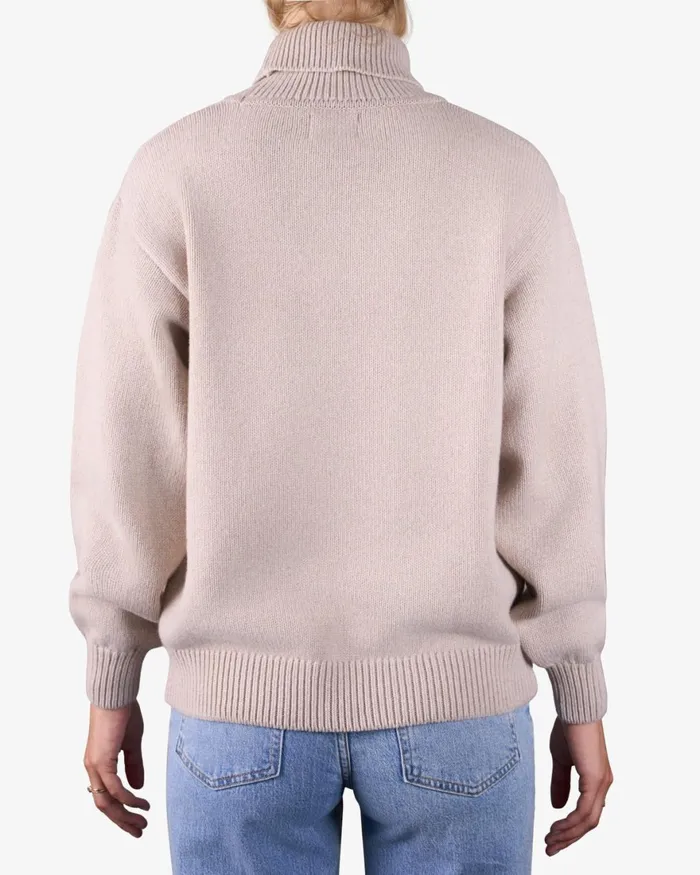 Women Knit Sweaters Colorful Standard Merino Wool Turtleneck Navy Blue