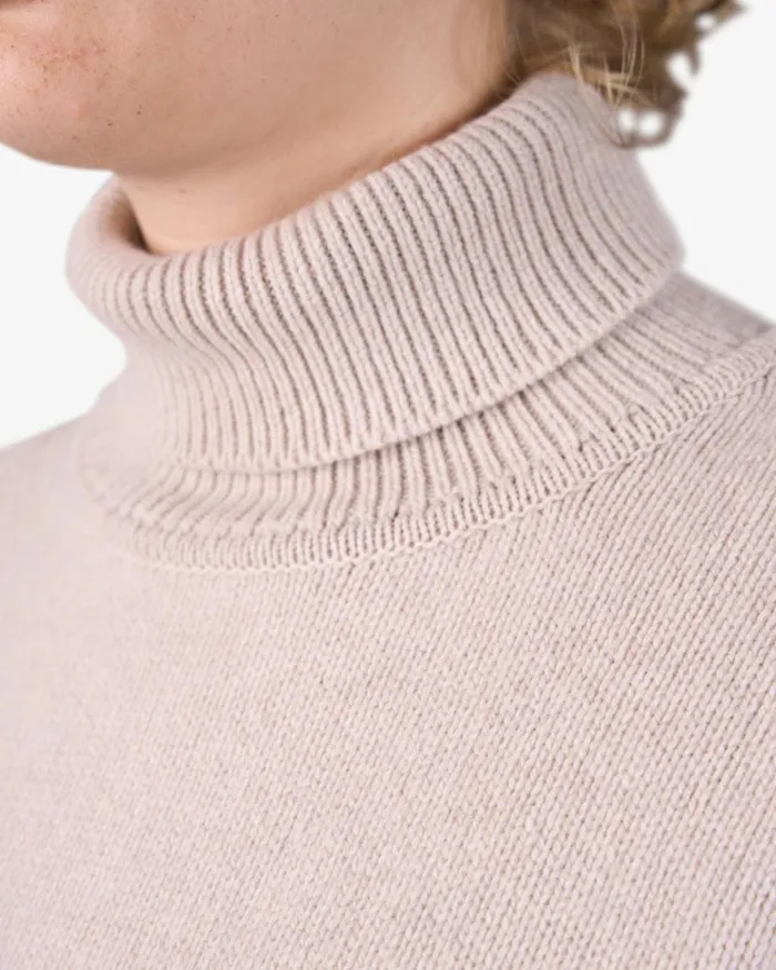 Women Knit Sweaters Colorful Standard Merino Wool Turtleneck Navy Blue