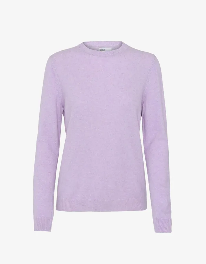 Women Knit Sweaters Colorful Standard Women Light Merino Wool Crew Soft Lavender