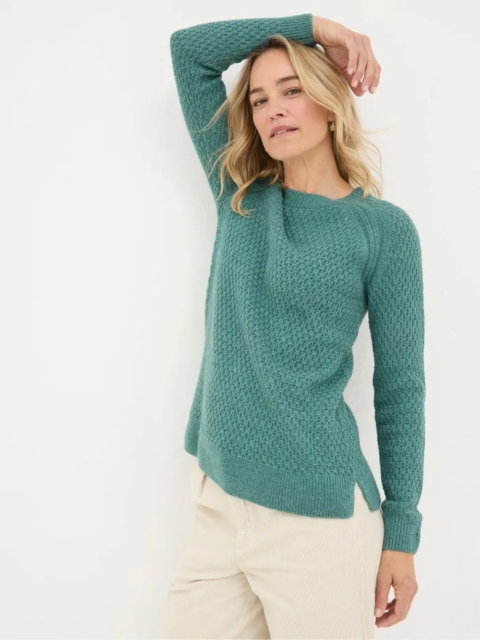 Women Knitwear Fat Face Ella Light Teal Textured Jumper
