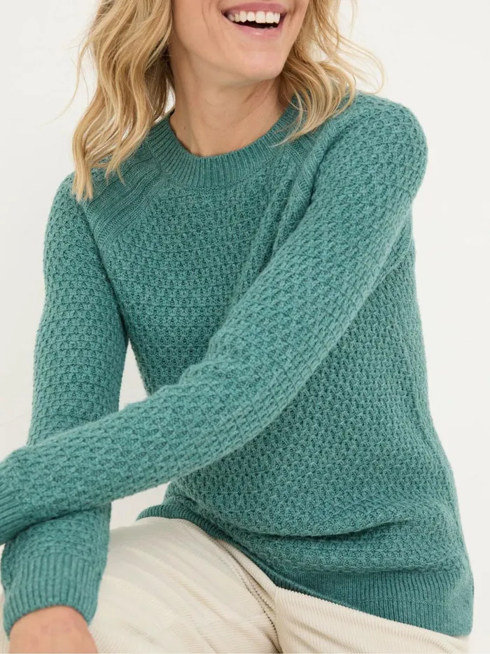 Women Knitwear Fat Face Ella Light Teal Textured Jumper